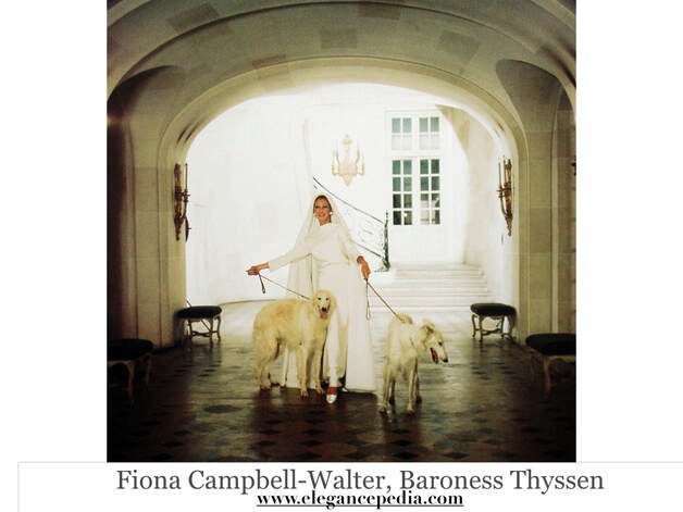 Elegant icon wardrobe essentials: Fiona Campbell-Walter, Baroness Thyssen in headscarves