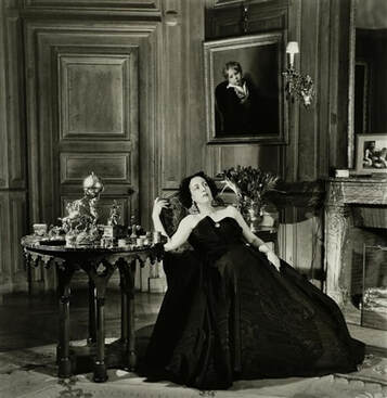 La Vicomtesse de Noailles Marie-Laure in Jacques Fath, photo by Willy Maywald, 1948