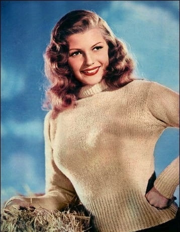 Rita Hayworth in turtle neck sweater