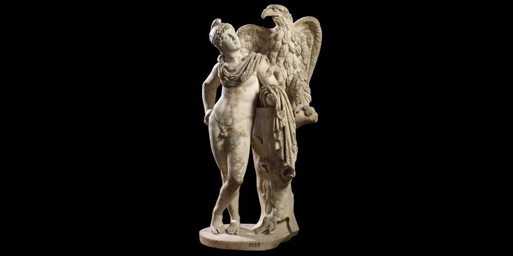 Marble sculpture of Ganymede and the eagle.British Museum